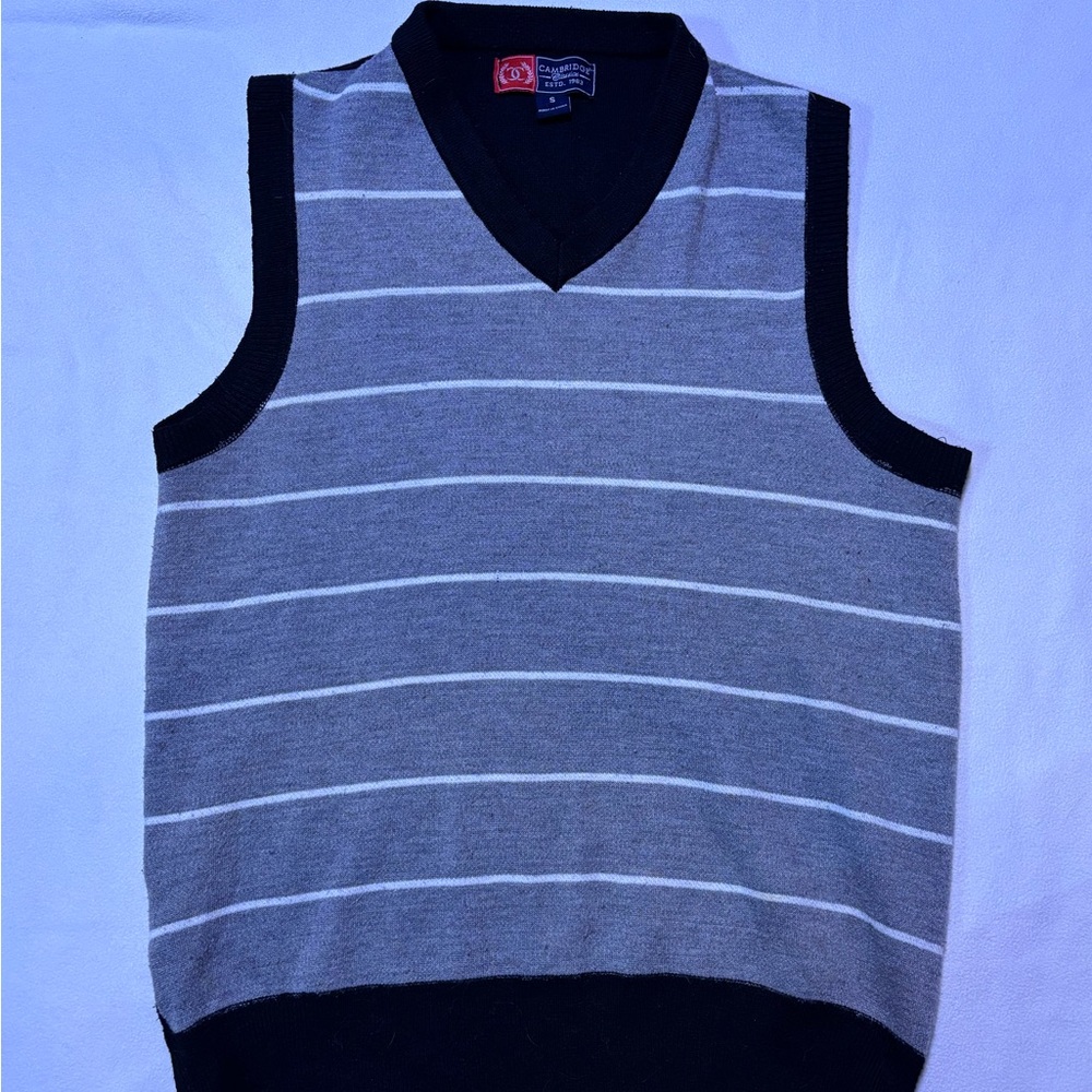Men's Gray Cambridge Classics Striped Sweater Vest